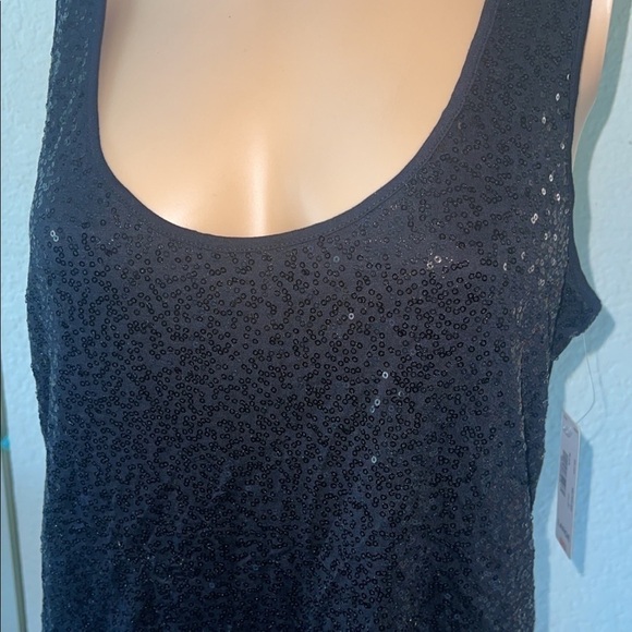 Nwt Ana sleeveless black sequins top size large - Picture 4 of 5